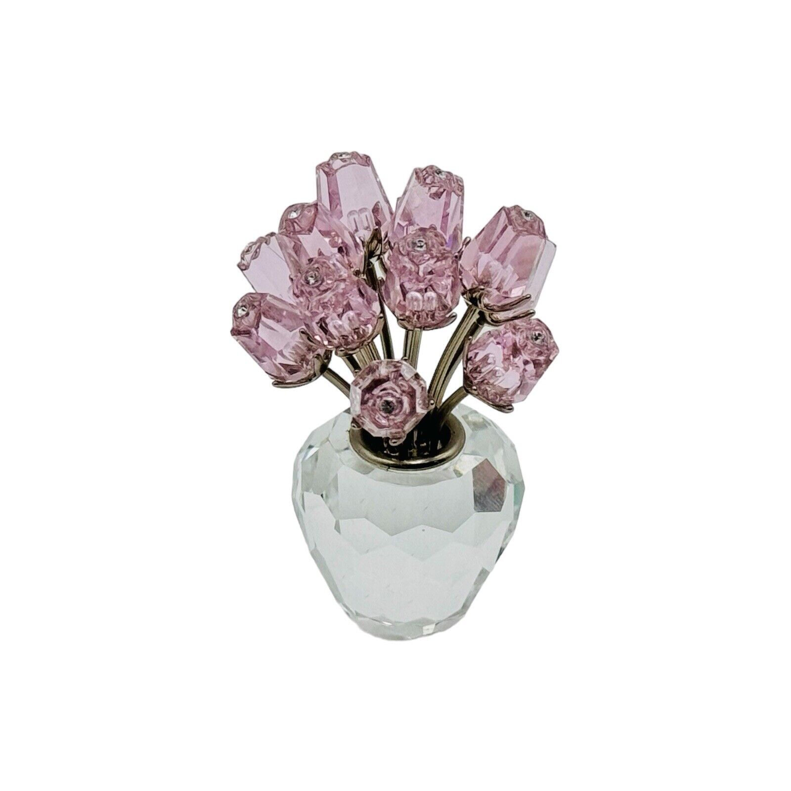 Swarovski Crystal A Dozen Pink Roses In Vase Figurine #628343