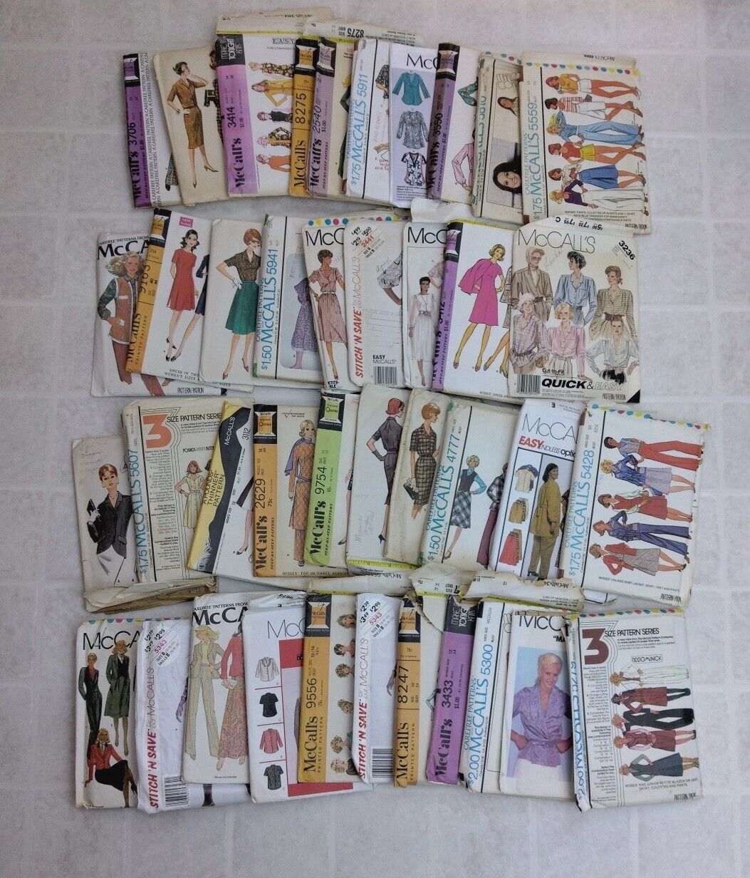 Lot of 40 Vintage Sewing Patterns 50s 60s 70s 80s Dress Blouse McCall\'s All Cut