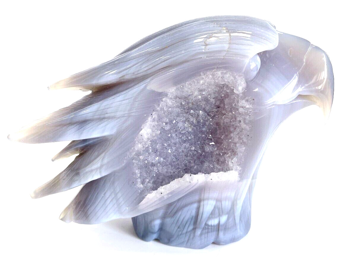5\'\' Agate Carved Crystal Eagle Skull , Realistic - Skulls Gemstone & Crystal