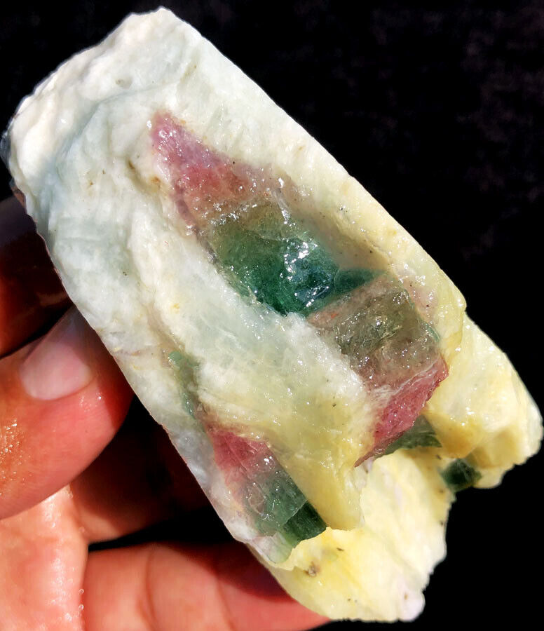 194g Natural Watermelon Color Tourmaline Crystal Ice Transparent Specime ie1565