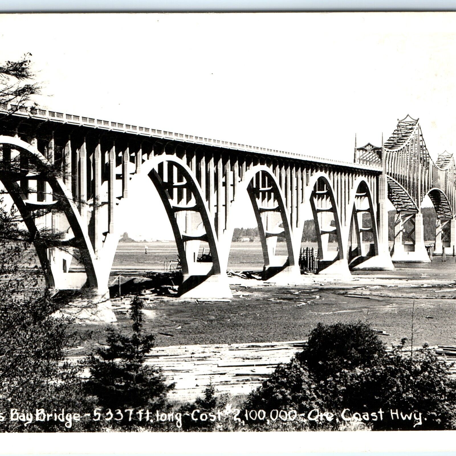 c1950s Oregon Coast Highway RPPC Coos Bay Bridge Real Photo Postcard A93