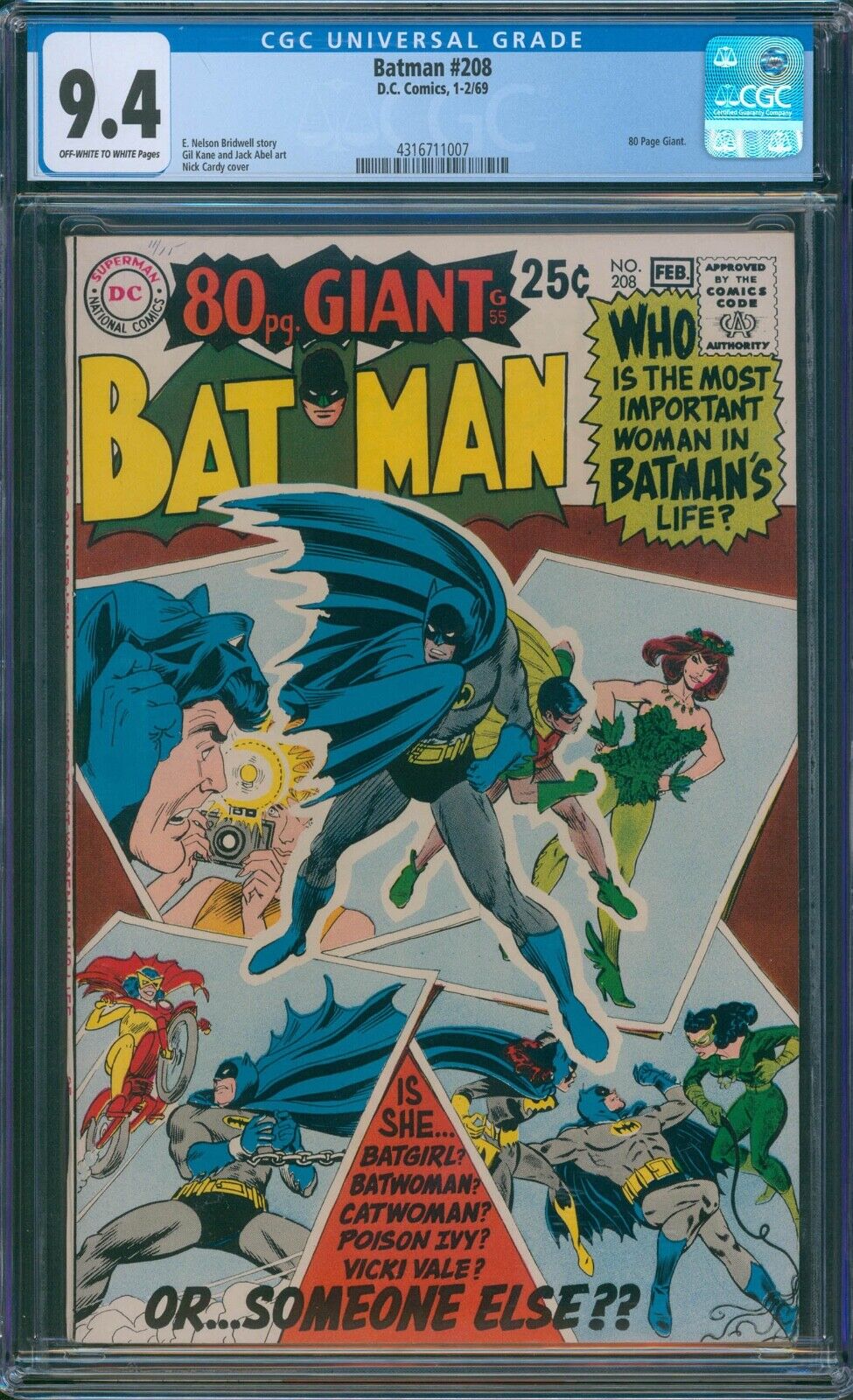 Batman #208 CGC NM 9.4 80 page Giant issue Most Important Woman in Batman\'s Life