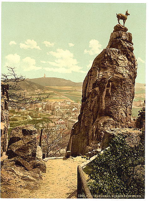 Stag\'s Leap, Carlsbad, Bohemia, Austro-Hungary c1900 OLD PHOTO