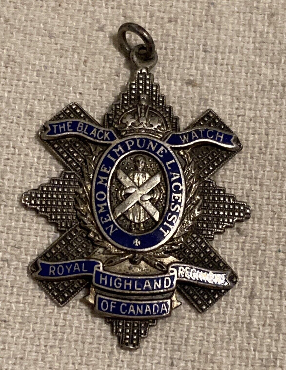 Royal Highland Regiment Of Canada Black Watch Sterling Pendant Badge Named
