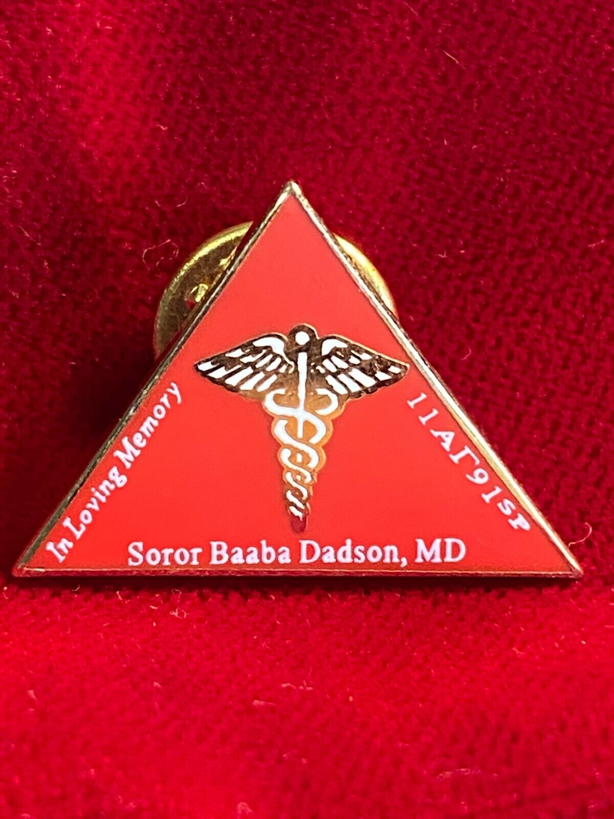 In Memory Soror Baaba Dadson MD Hermes Staff Medical Cloisonné Tie Lapel Pin 1\
