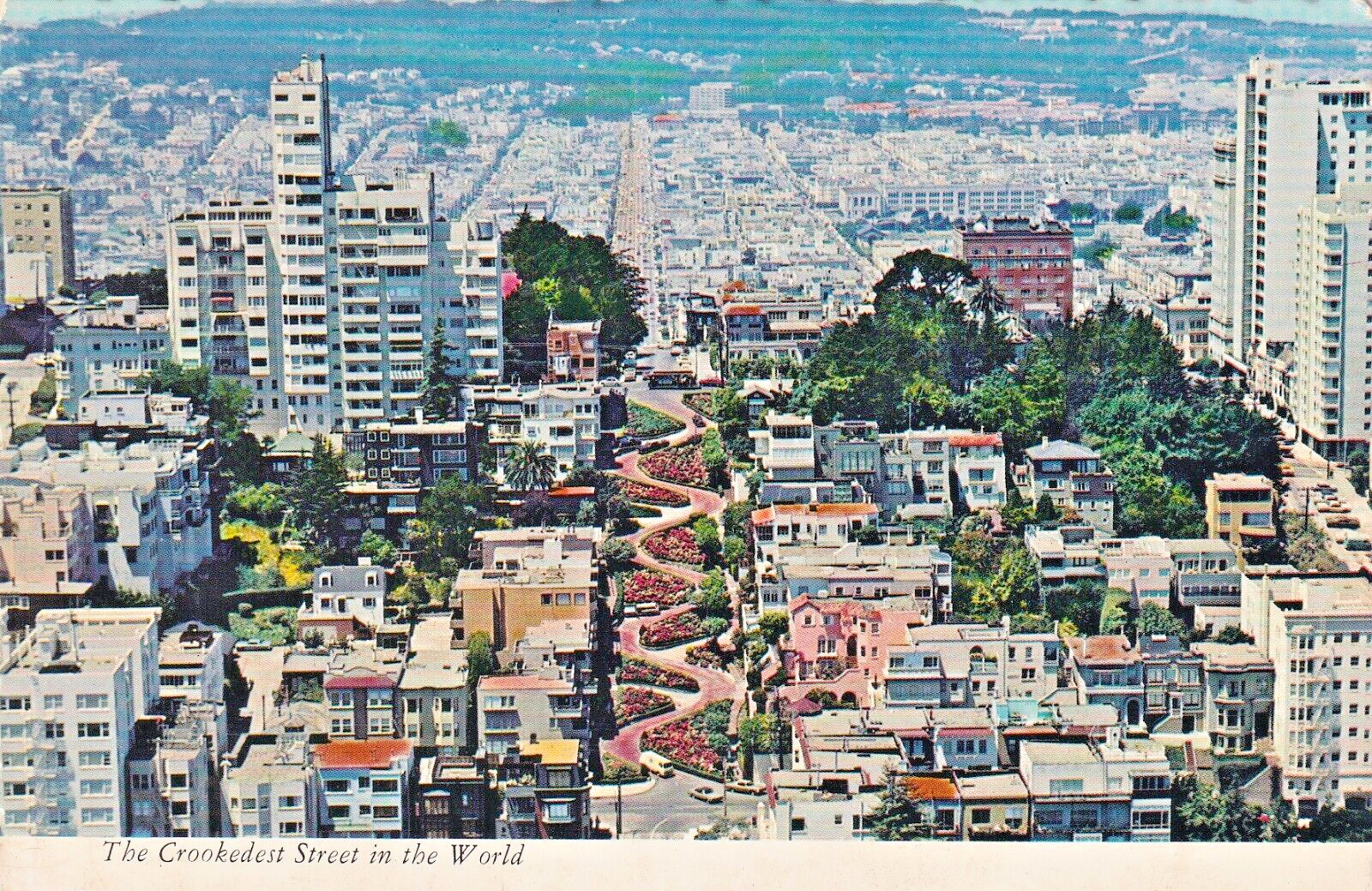 Postcard CA San Francisco California Lombard Street Aerial View 4