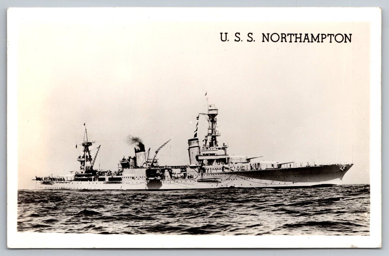 U.S.S. Northampton Naval Ship. Real Photo Postcard. RPPC