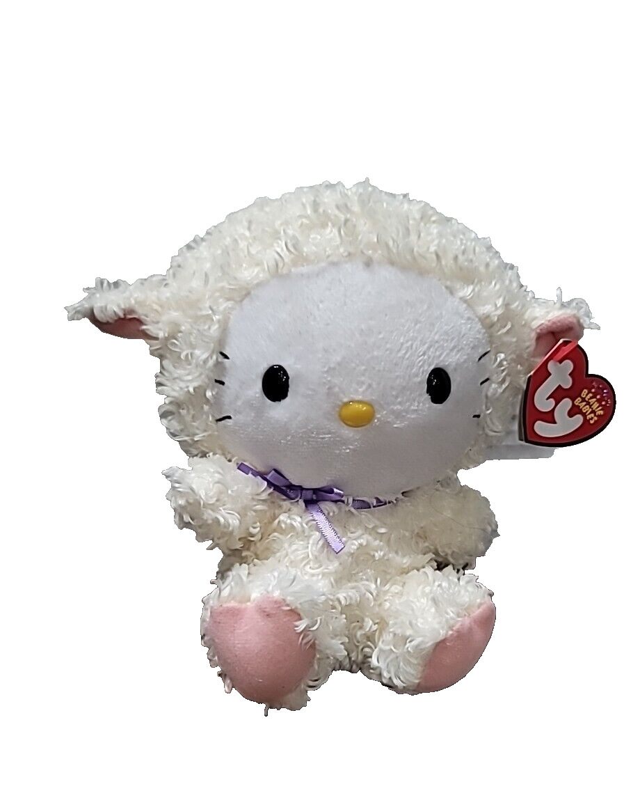 Ty Hello Kitty Beanie Babies LAMB SHEEP EASTER Plush 6\