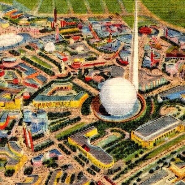 New York Worlds Fair Aerial View 1939 From Wenrich Painting Vintag Postcard 6787