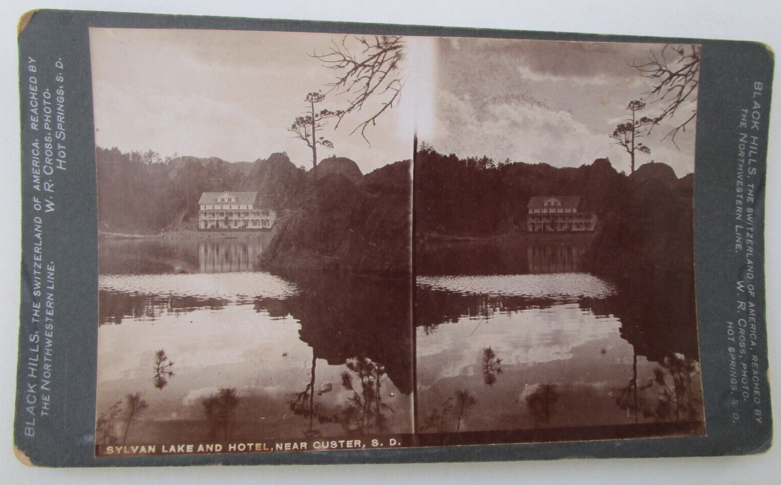 SYLVAN LAKE & HOTEL, NEAR CUSTER, S.D. - Oversize Stereoview - W.R. Cross