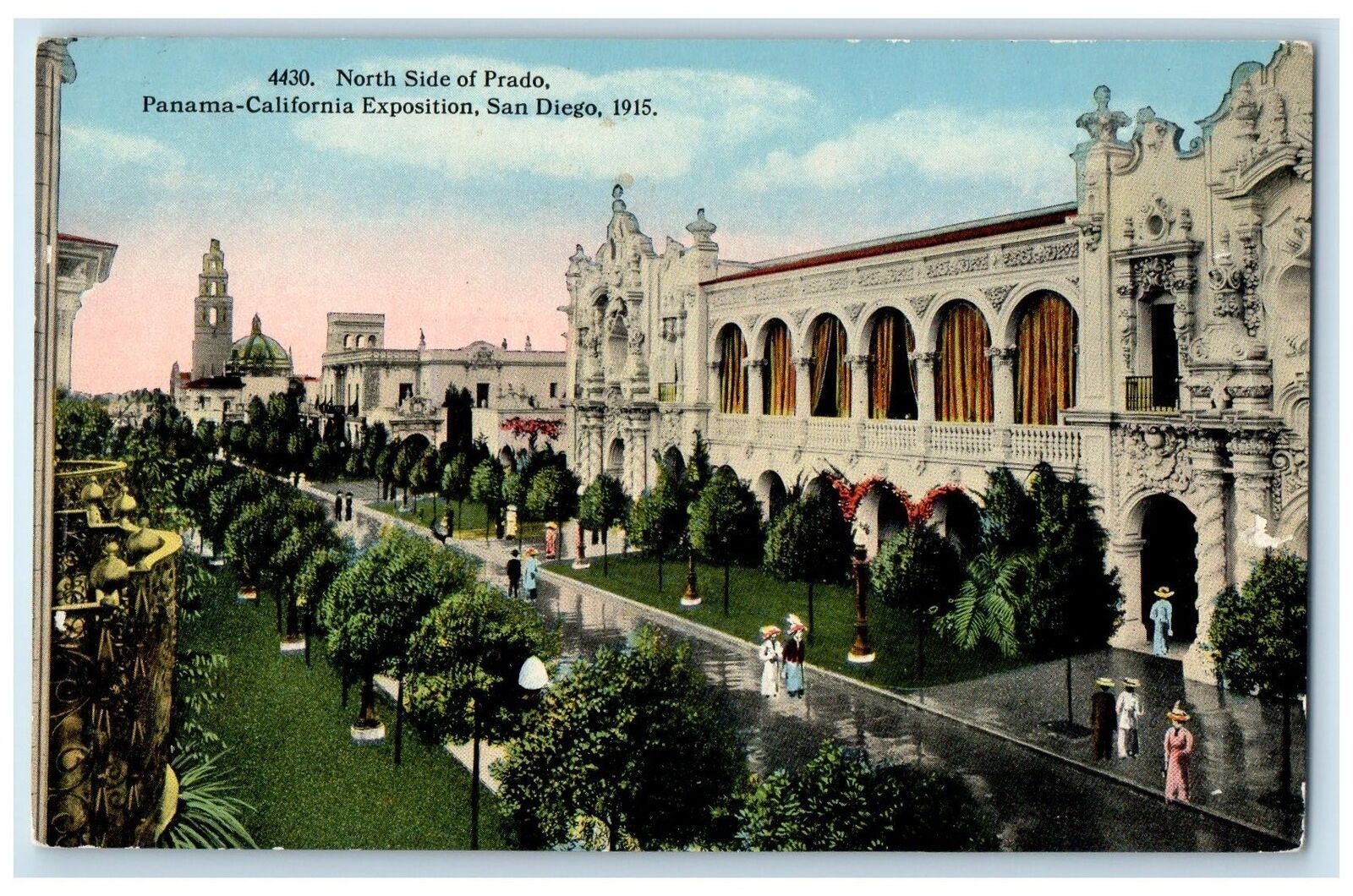 c1910's North Side Of Prado PA-CA Exposition San Diego California CA Postcard
