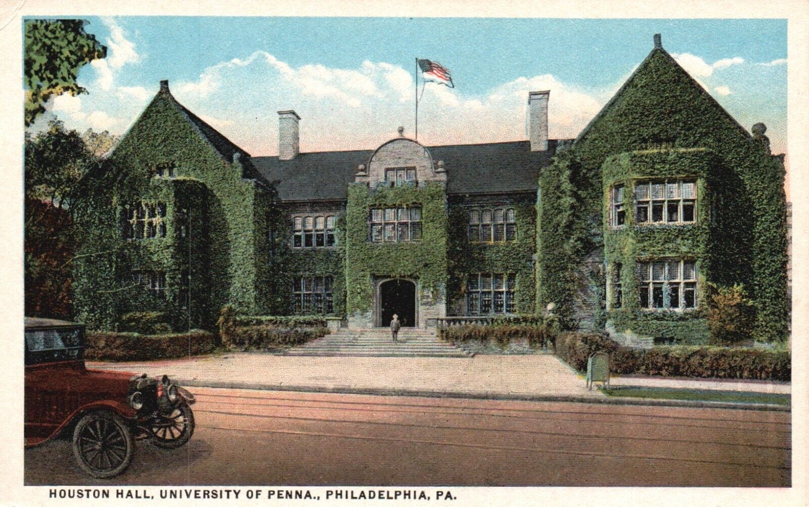 Postcard PA Philadelphia University Pennsylvania Houston Hall Vintage PC J4648