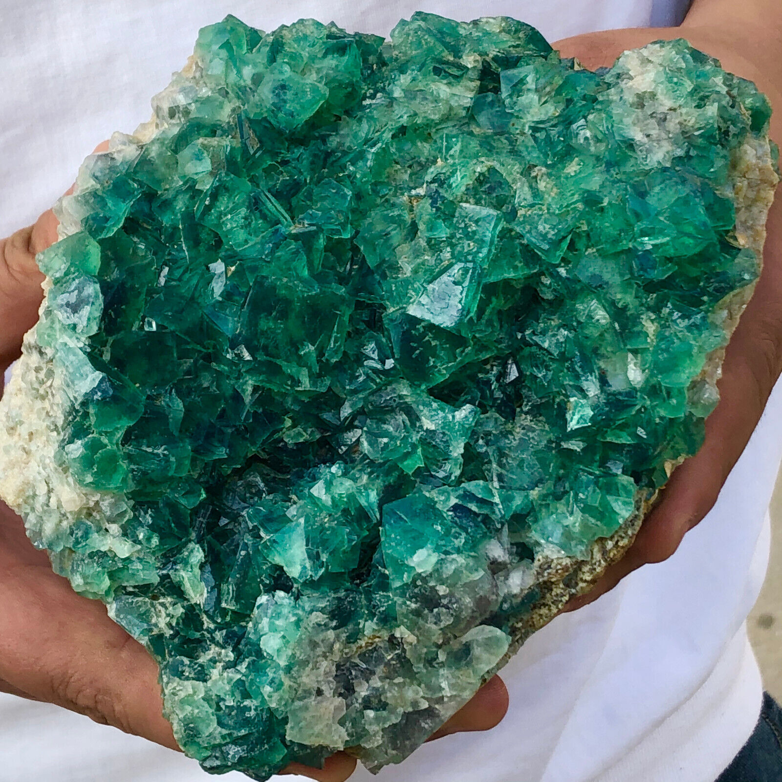 4.38lb Natural Green cubic Fluorite Crystal Cluster mineral sample healing