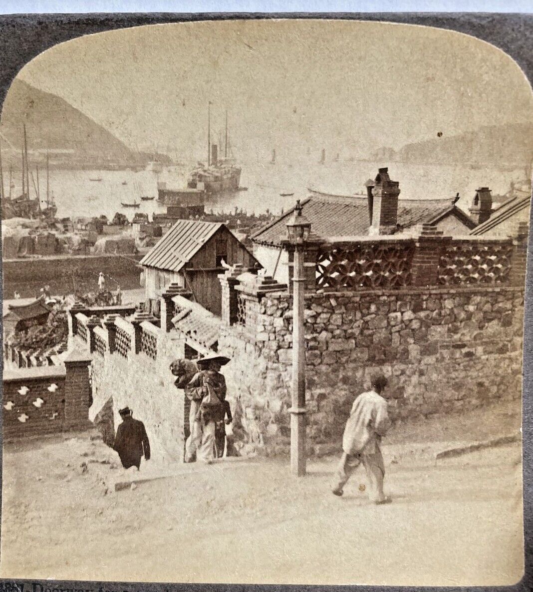 Antique Stereoview Card Entrance to Port Arthur Manchuria Underwood 