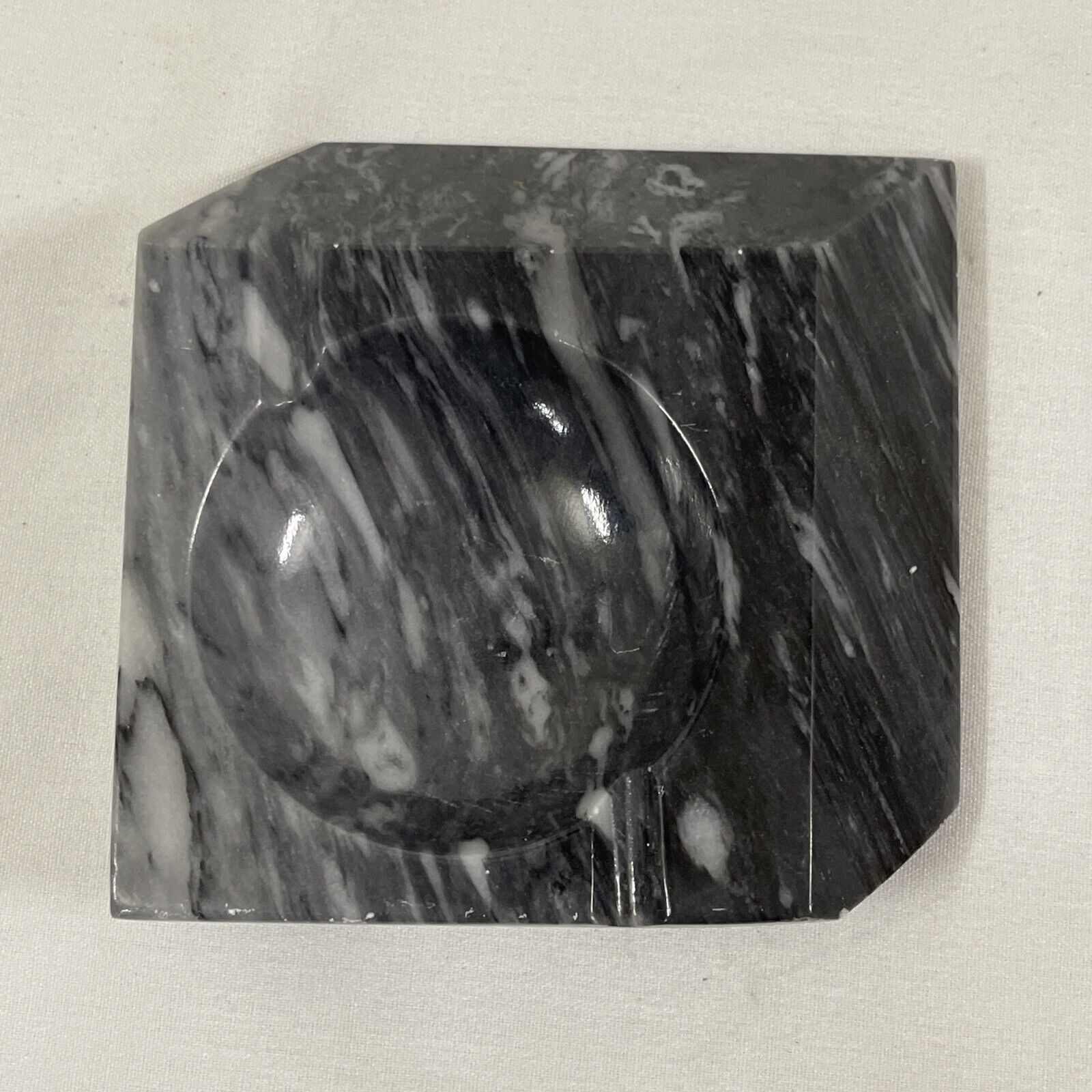 Black & Gray 3D Square Cube Marble Granite Ashtray