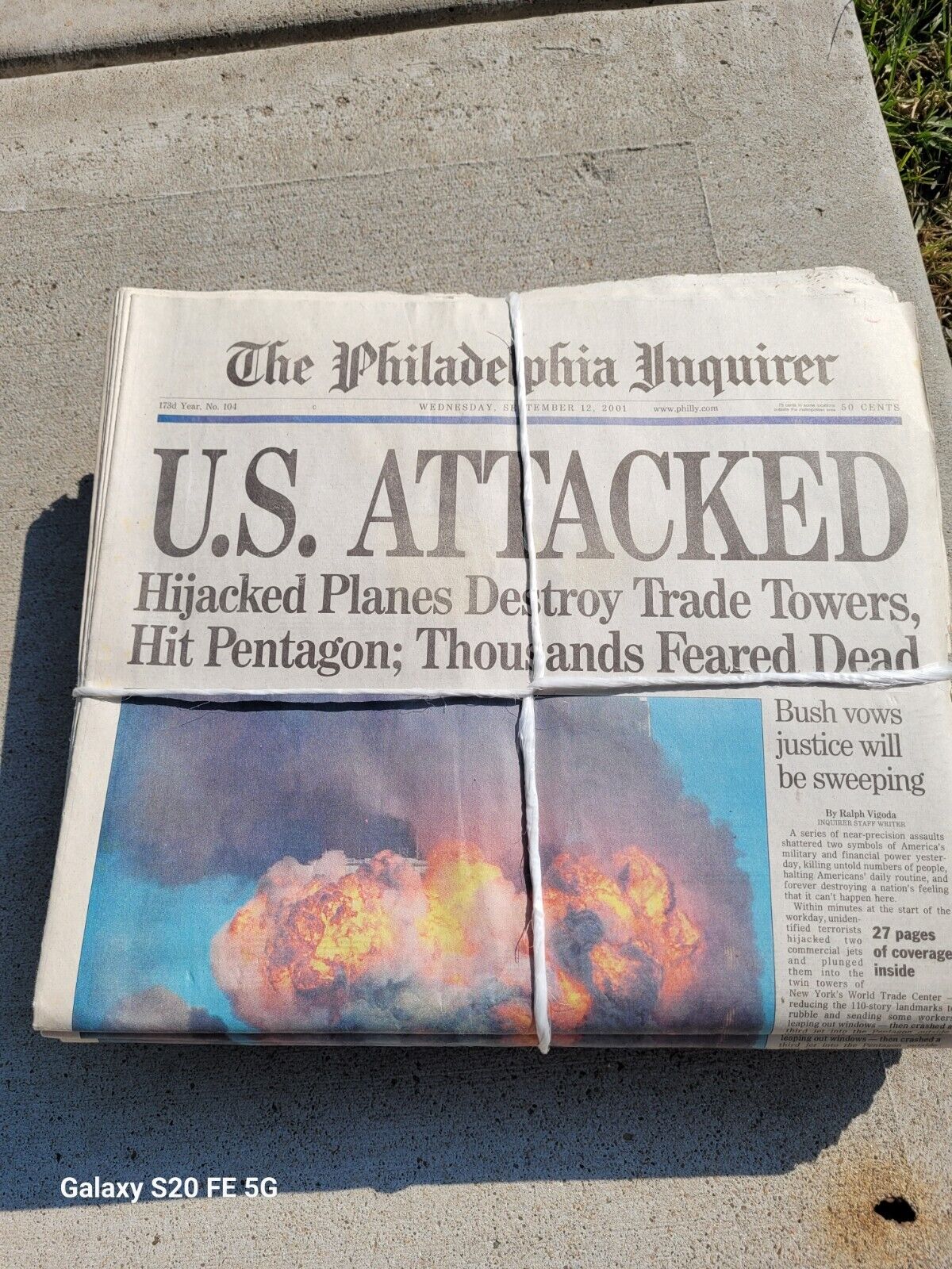 The Philadelphia Inquirer September 12, 2001 Newspaper 9/11 coverage nine eleven