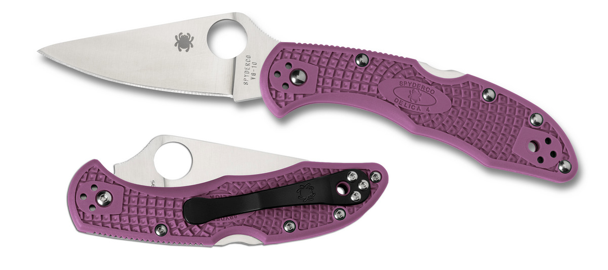 Spyderco Knives Delica 4 Lockback VG-10 C11FPPR Purple Stainless Pocket Knife