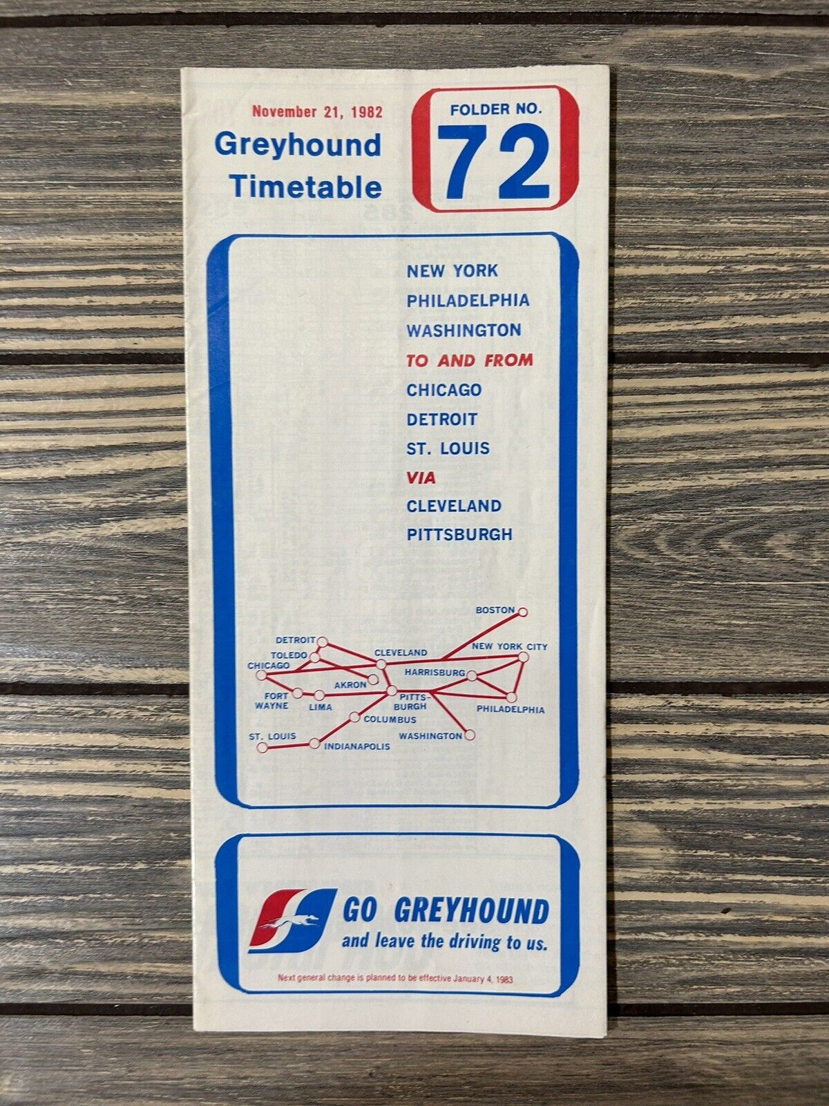 Vintage November 21 1982 Greyhound Timetable Folder No 72 Brochure S
