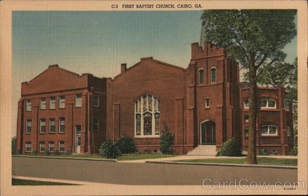 Cairo,GA First Baptist Church Grady County Georgia Asheville Post Card Co.