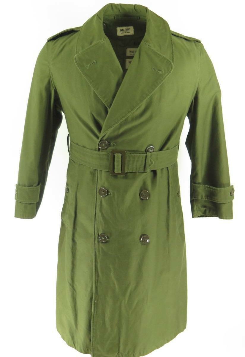 Vintage 50s US Army 107 Coat Overcoat Mens Size S Short Green Military Korea