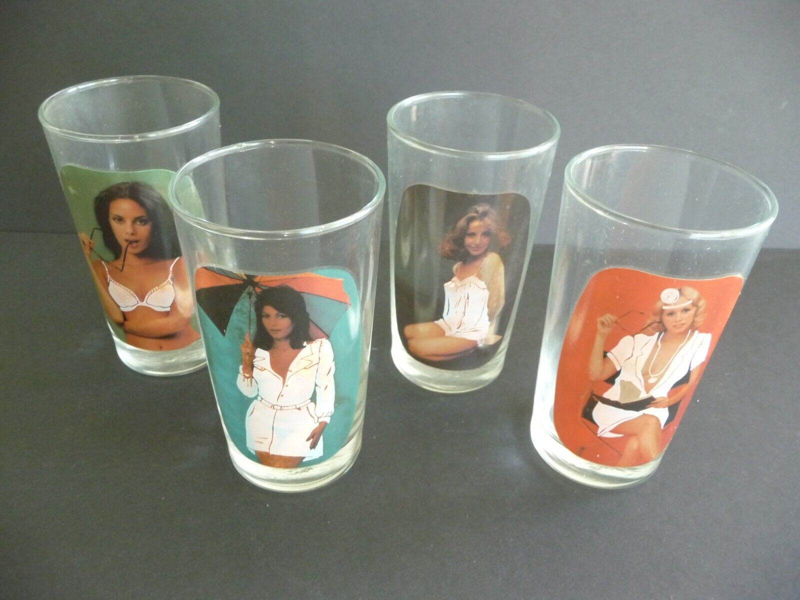 Sip and Strip Nudy Girl Vintage 70s Bar Drink Glasses by Libbey