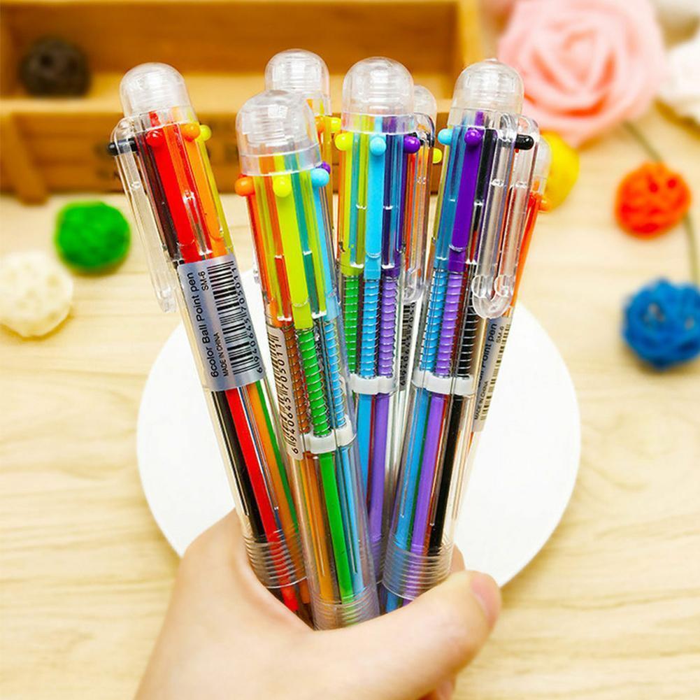 6 in 1 Color Ballpoint Pen Ball Point Pens Kids Office *1