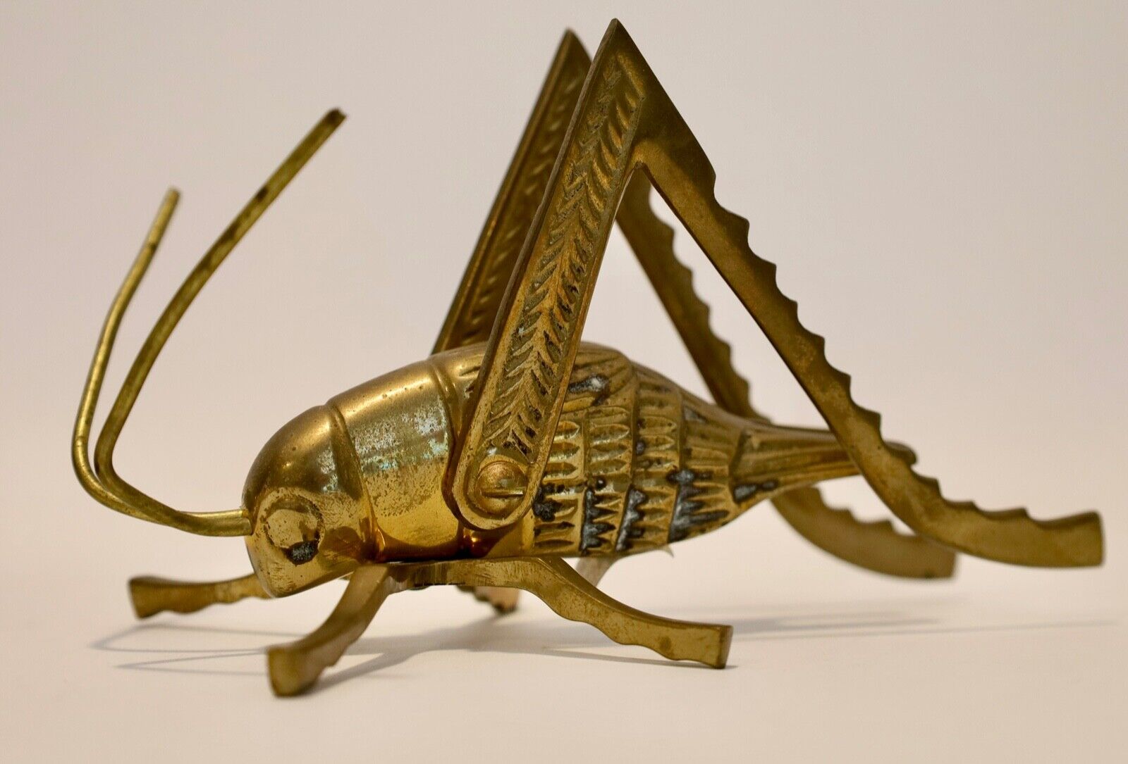 Brass Lucky Cricket or Grasshopper Figurine Moveable Legs Antenna Paperweight