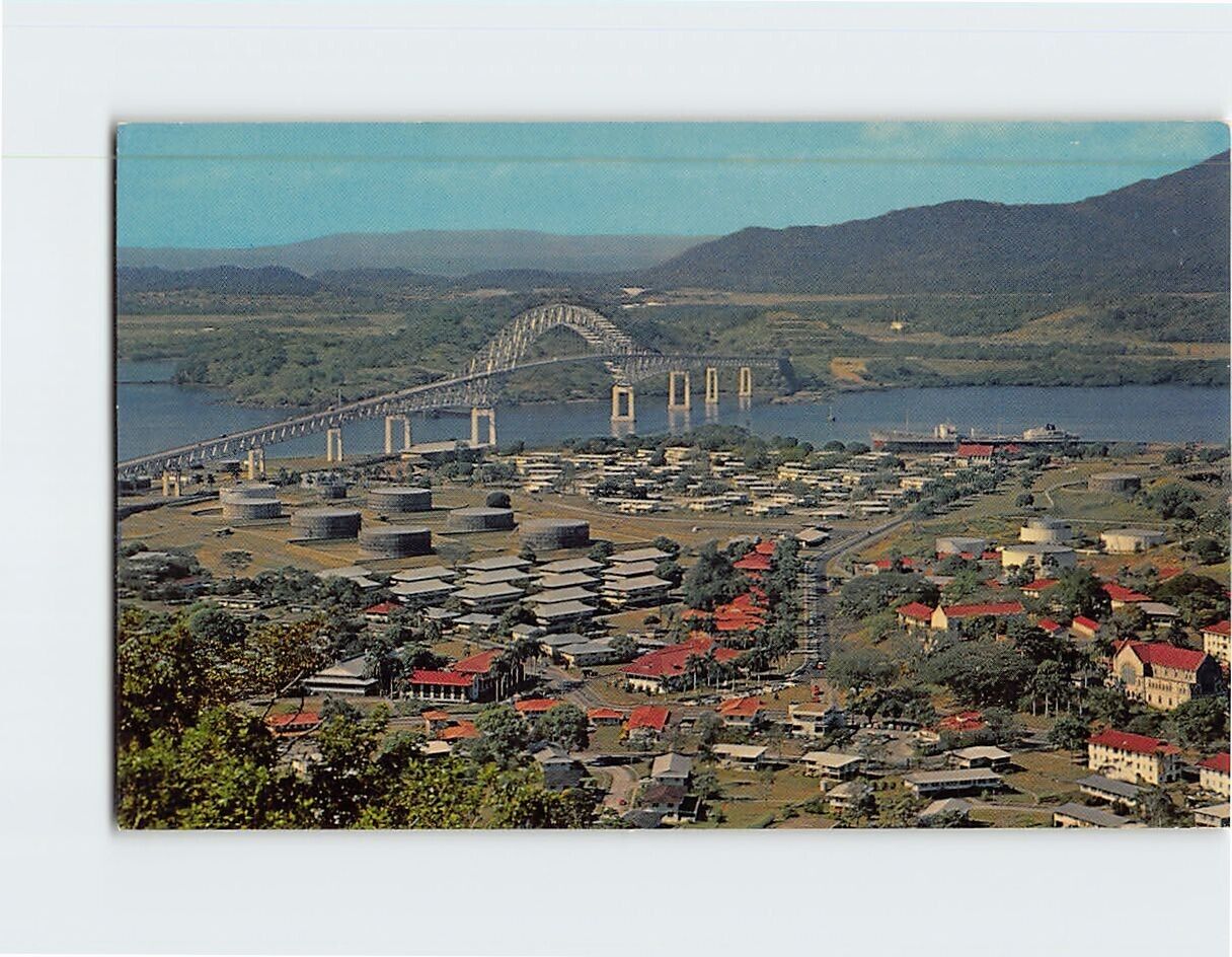 Postcard View of Balboa Canal Zone Thatcher Ferry Bridge Panama