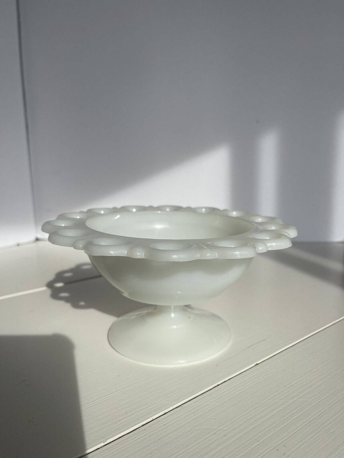 Small Milk Glass Candy Dish 3 Inches Tall 5 Inches Across 