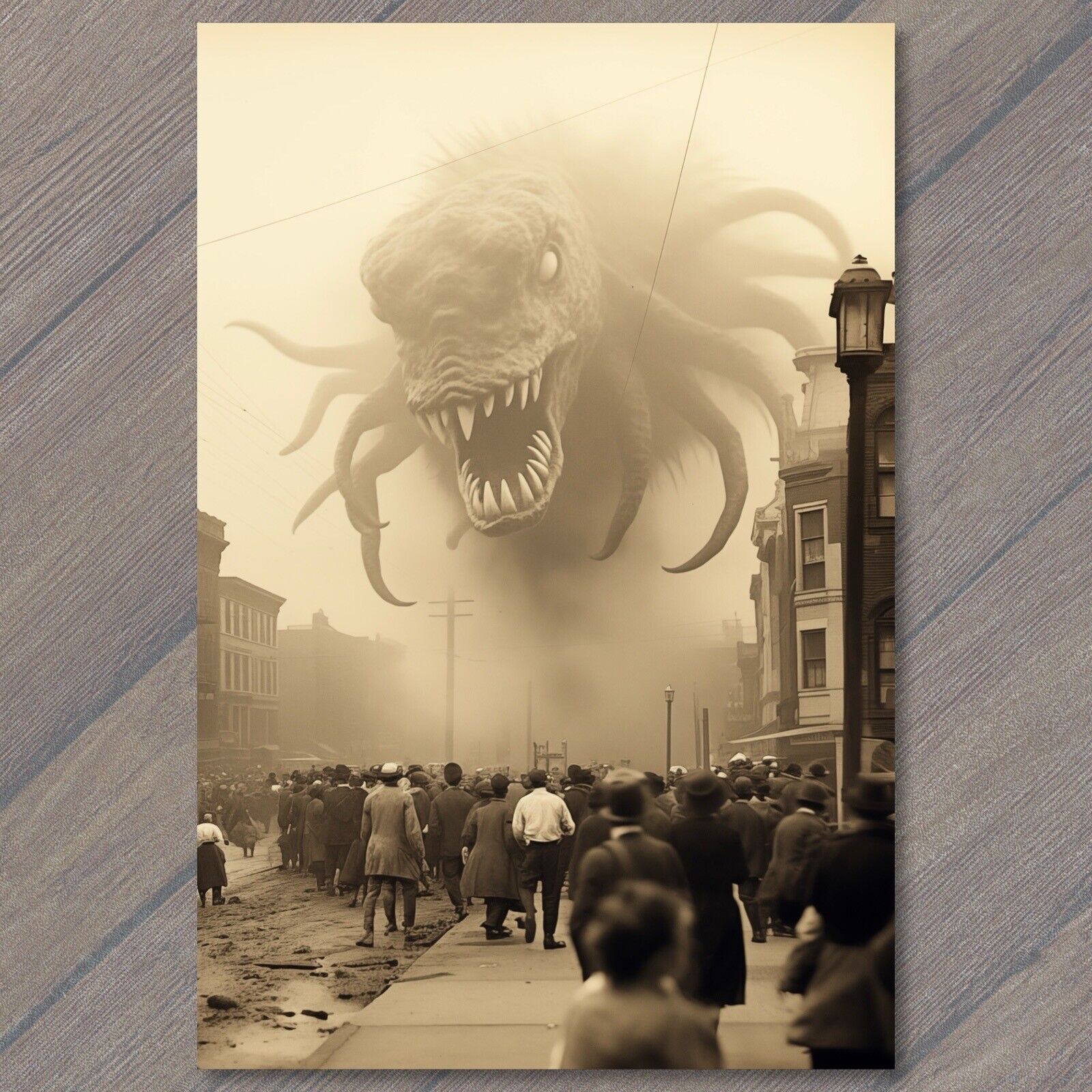 POSTCARD Vintage Look City Invasion Monstrous Menace Giant Unleashed 🏙️👾