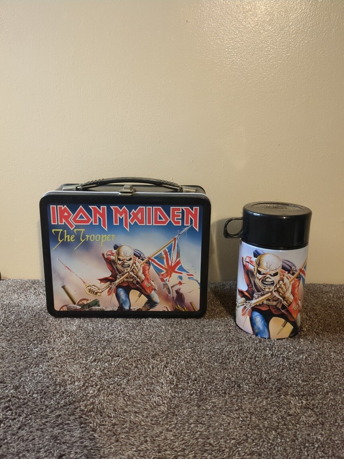 Iron maiden Eddie The Trooper Lunchbox And Thermos(RARE) Complete