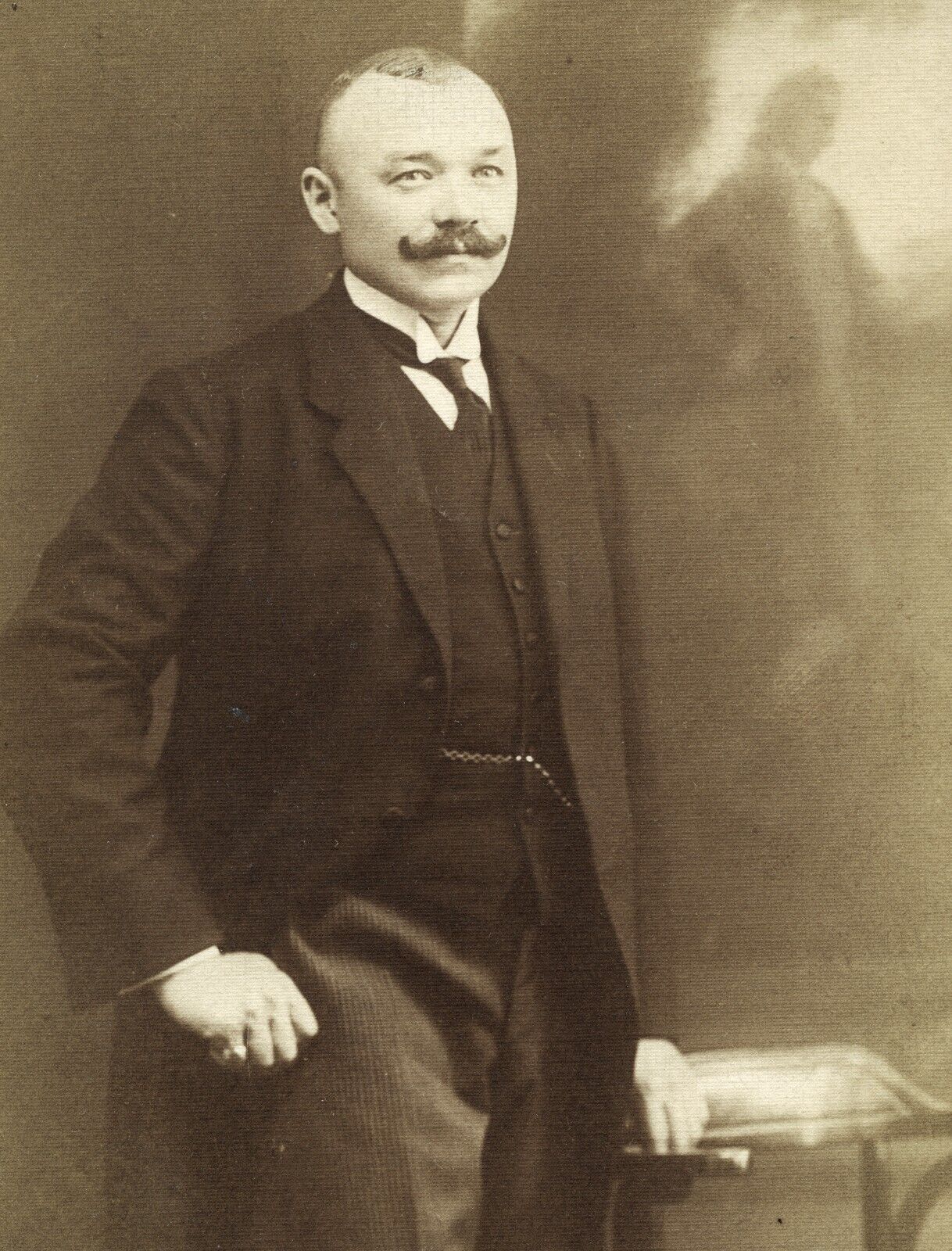 elegant man w amazing mustache, strange background, Vintage fine art Photograph,