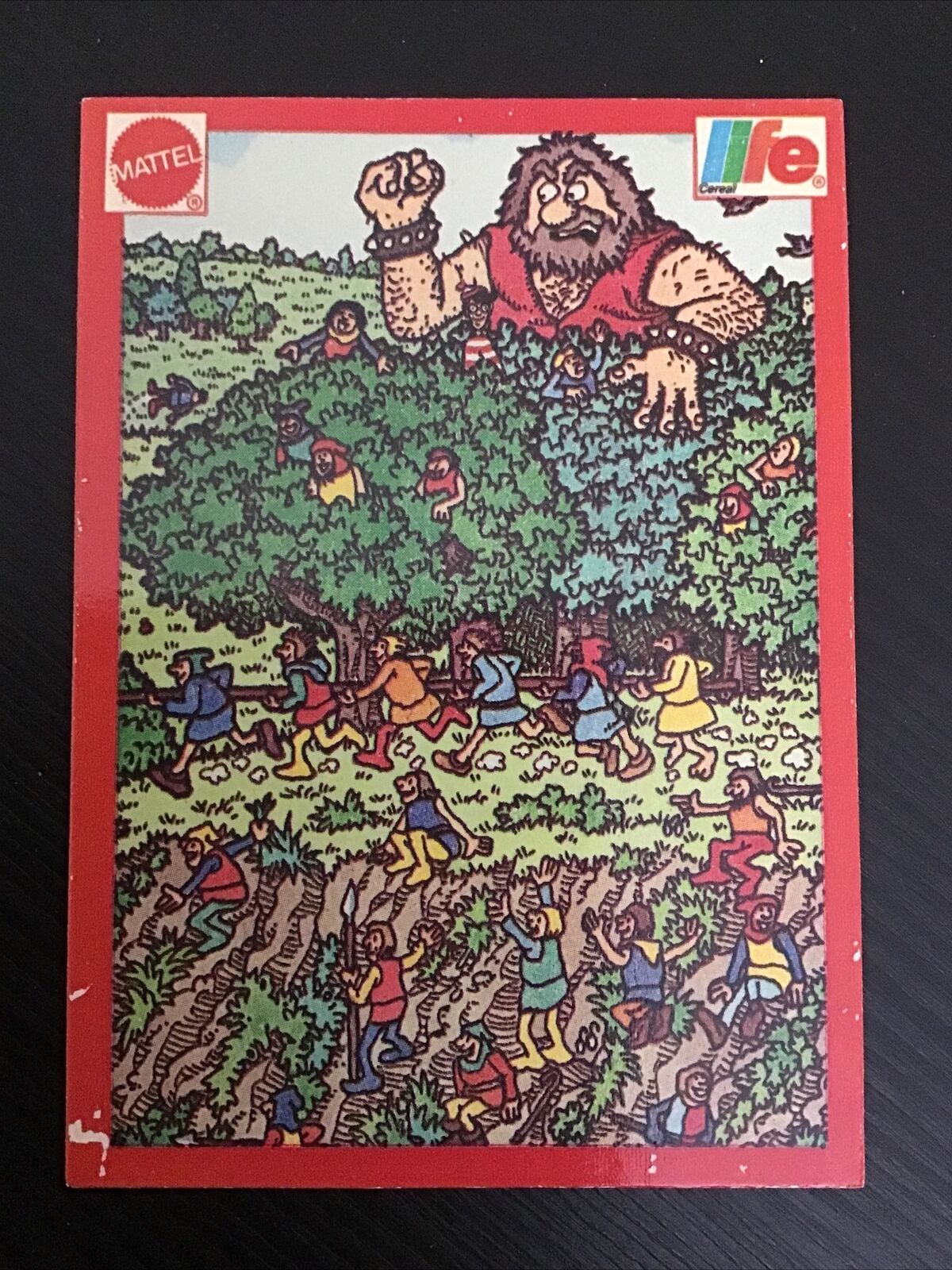 1991 Life/Mattel Where\'s Waldo Card #7 “The Unfriendly Giants”- Life Cereal Box