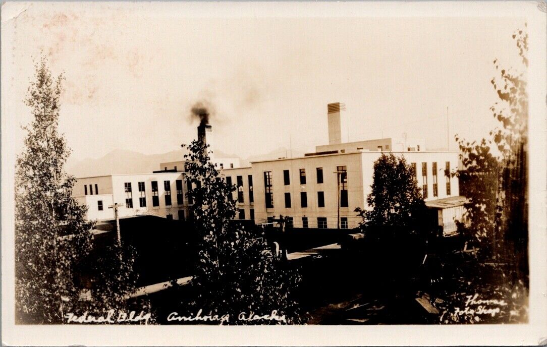 1941, Federal Building, ANCHORAGE, Alaska Real Photo Postcard - Thomas Foto Shop