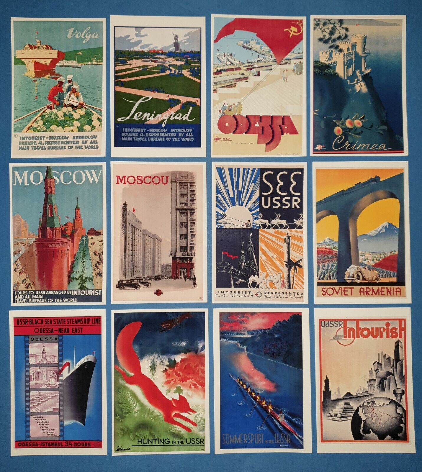 Set of 12 New Postcards, Russia, Soviet, USSR, CCCP, Vintage Travel Posters 85L