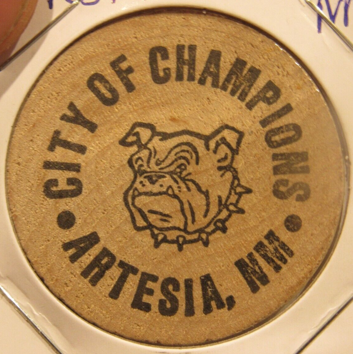 Vintage City of Champions Bulldogs Artesia, NM Wooden Nickel - Token New Mexico