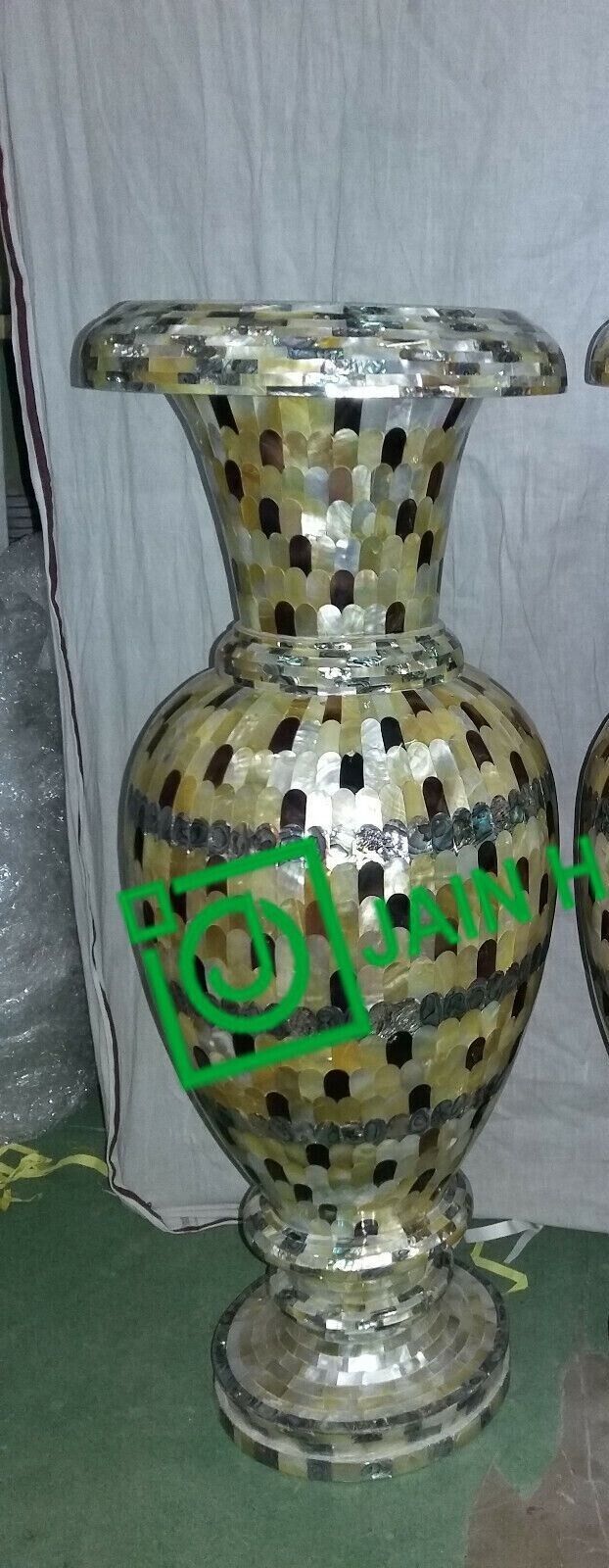 18\'\' Marble beautiful vase flower fancy pot mosaic Inlay mop Pietra Dura stone