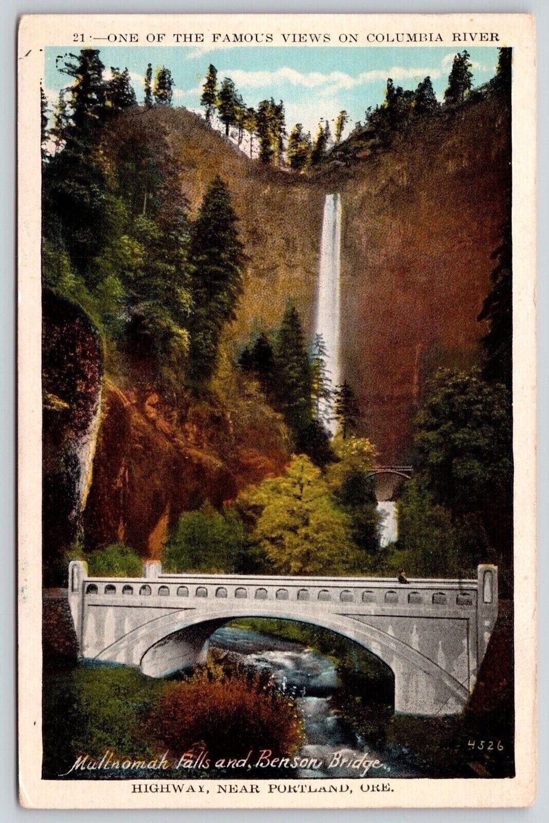 Postcard Famous Views Columbia River Hwy Near Portland OR WB PM Seattle WA WOB