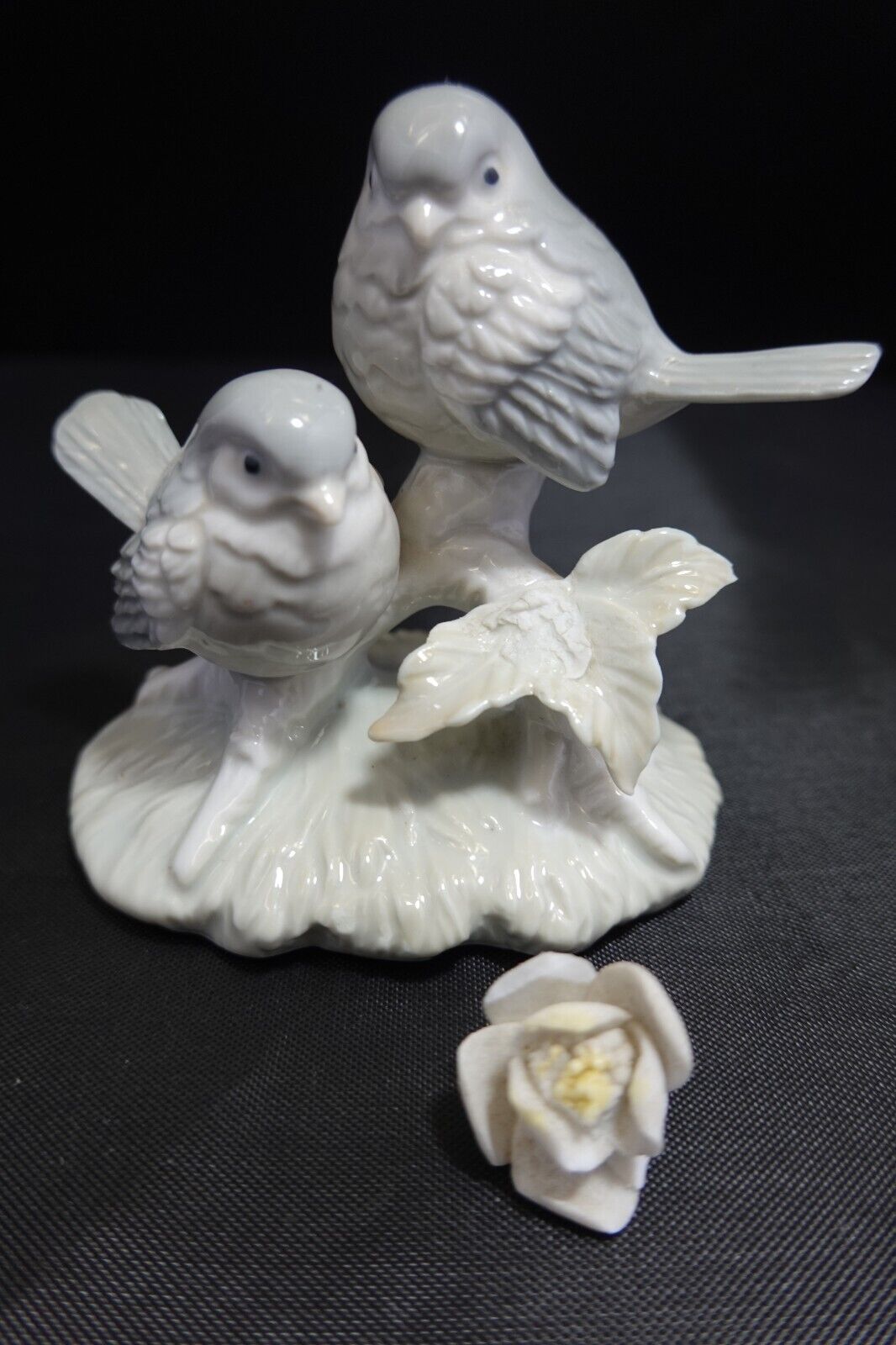 Vintage Otagiri Porcelain Bird Flower Figurine Statue Flowers Pale Pastel Japan