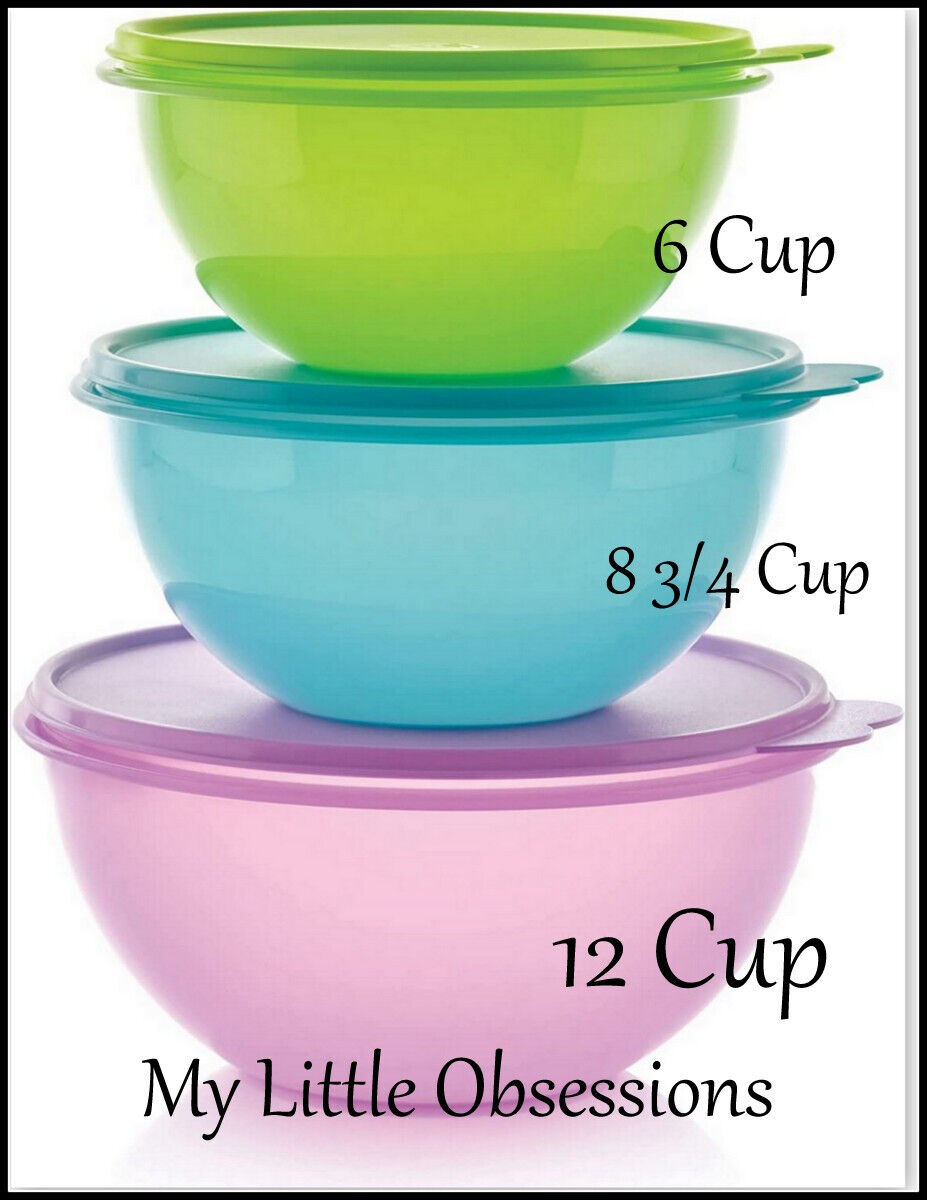 Tupperware New Classic Wonderlier Bowl Bowls Set of 3 Purple, Blue & Green