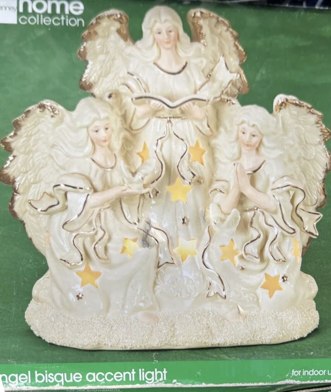 JC Penny 3 Angel Bisque Accent Lighted Display 8\
