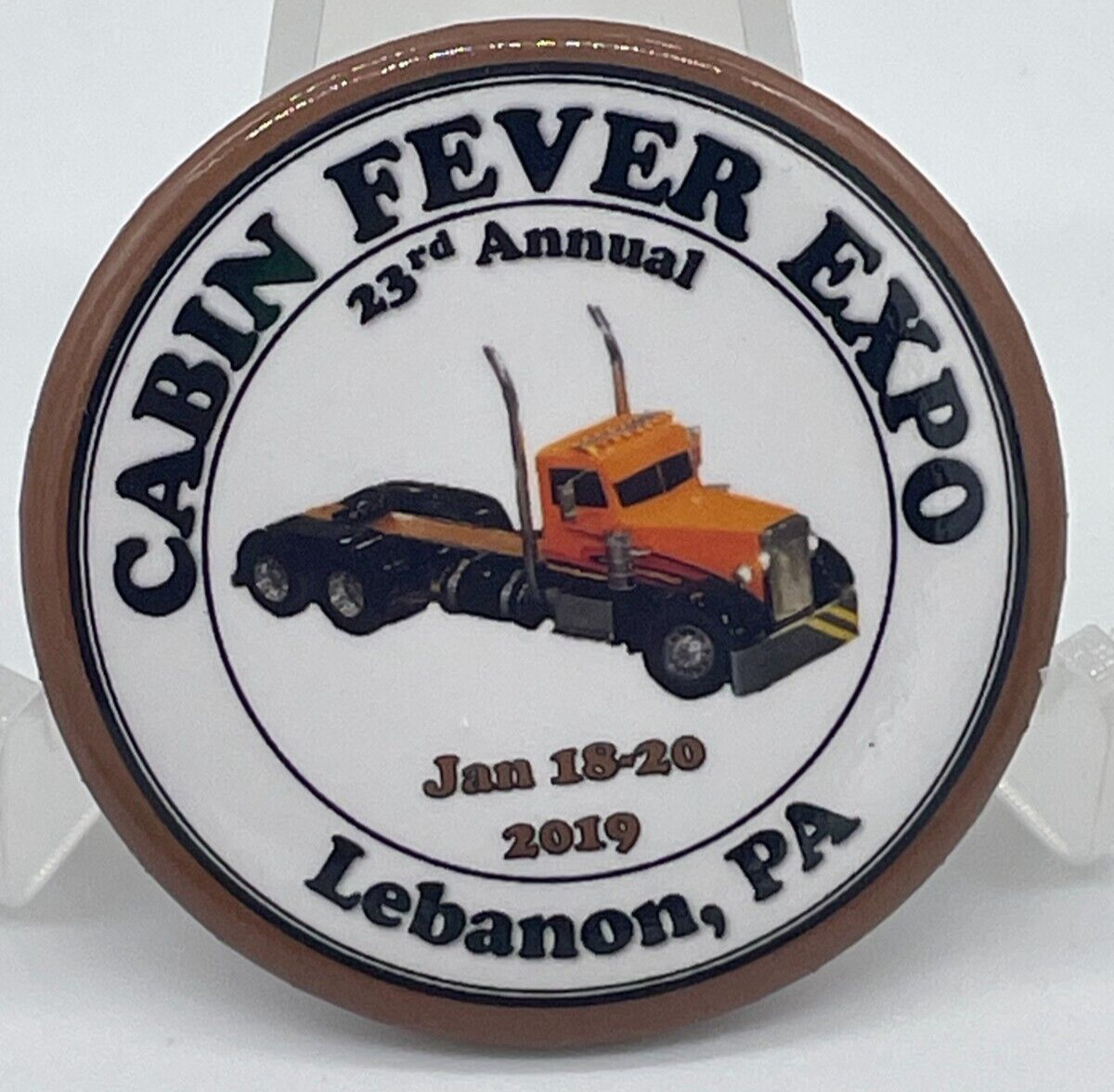 2019 Cabin Fever Expo 23rd Annual Lebanon Pennsylvania Tractor Button Pin Back