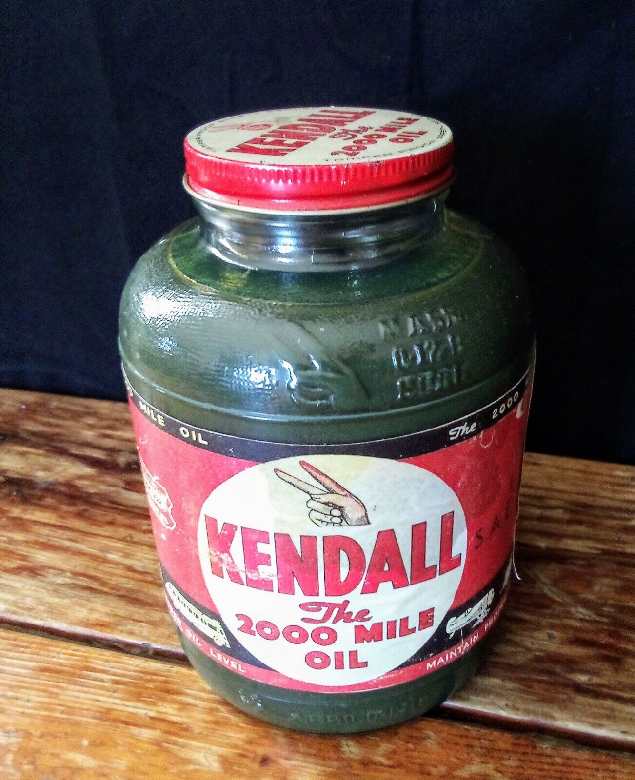 Kendall Motor Oil Jar Paper Label NOS