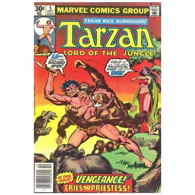 Tarzan #5  - 1977 series Marvel comics Fine+ Full description below [e]