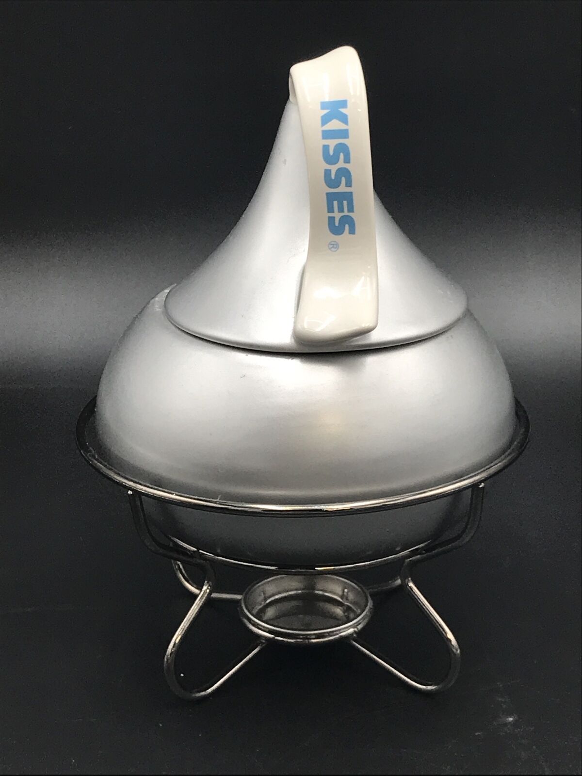 Hersey's Kiss 2006 Silver Ceramic Kisses Fondue Pot.