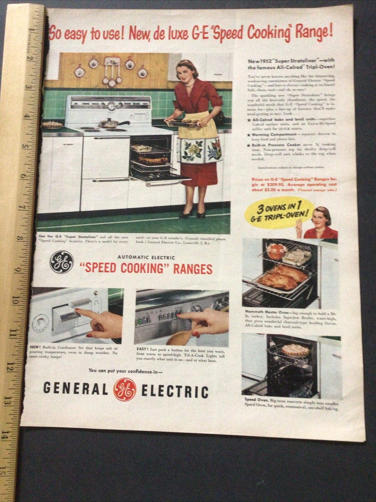 GE Stove Ad Clipping Vintage Original Magazine Print General Electric Range