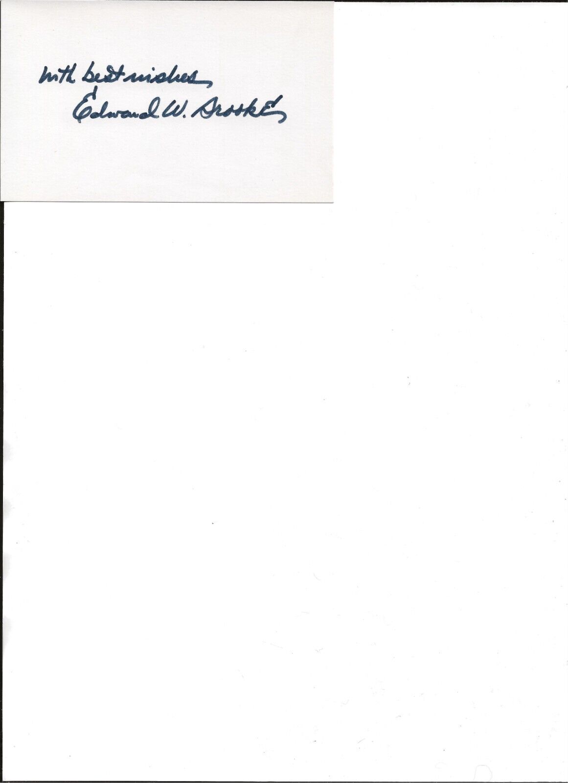 Edward W. Brooke autographed 3x5 card-Was Senator Mass.