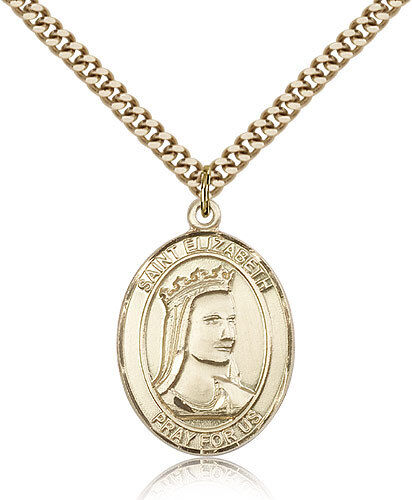 Saint Elizabeth Of Hungary Medal For Men - Gold Filled Necklace On 24 Chain ...