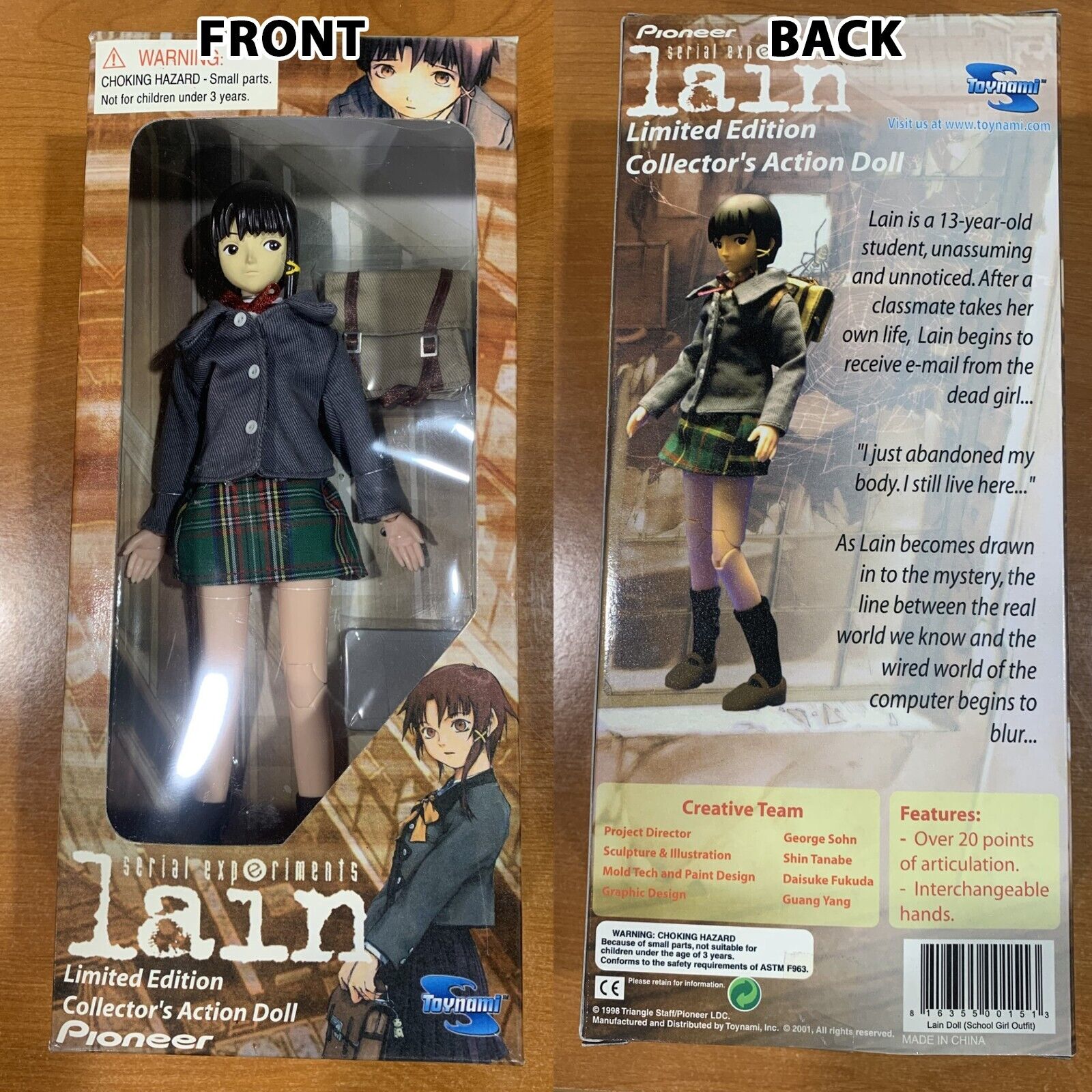 1998 TOYNAMI Serial Experiments Lain Limited Edition Collector's Action Doll NIB