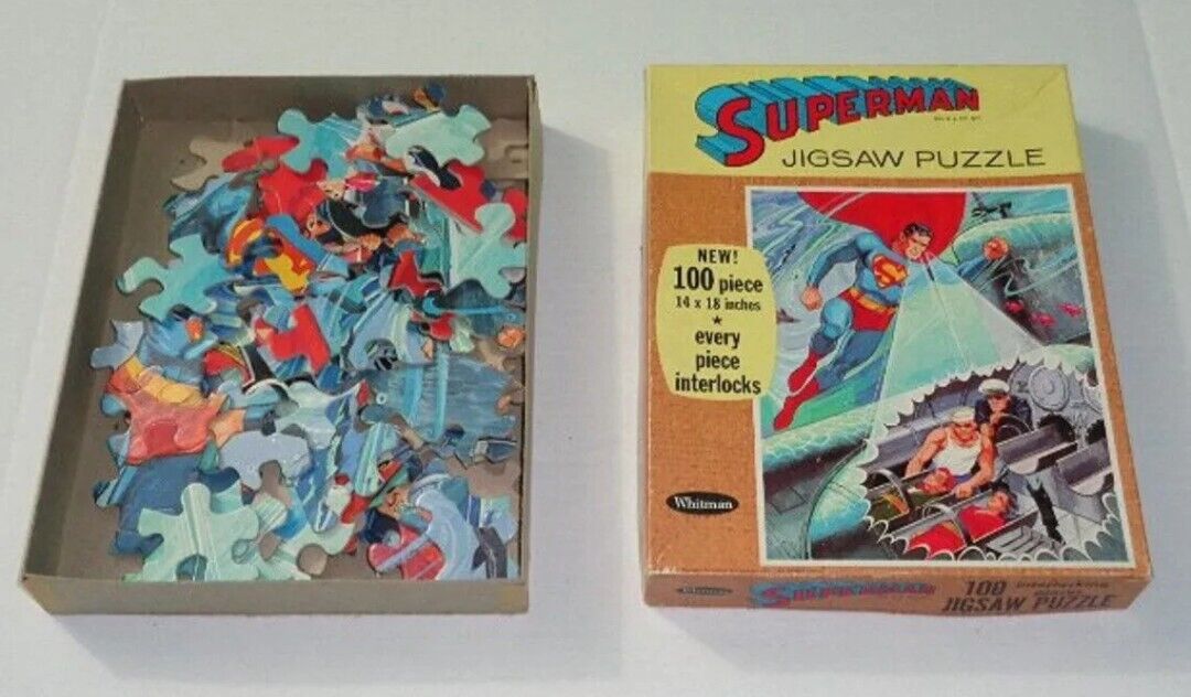 Rare vintage 1965 Superman 18x14  jigsaw puzzle:1960's DC Action Comics, Whitman